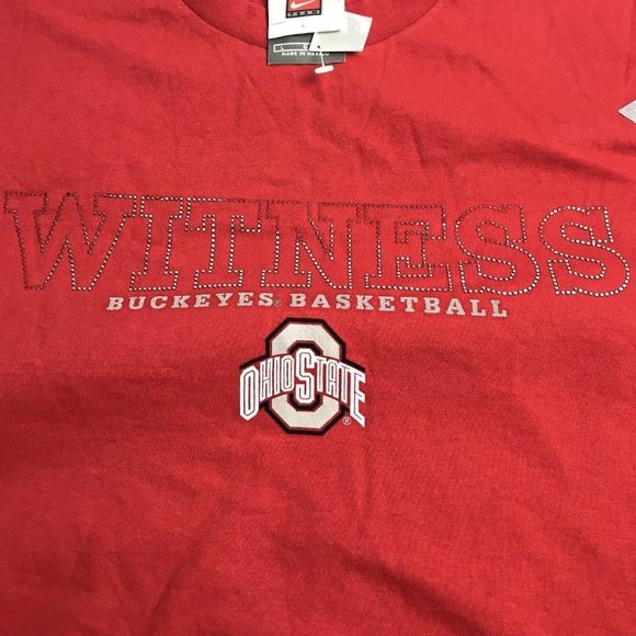 Nike Ohio State Buckeyes Basketball T-Shirt Mens Large Red OSU Witness Flaw - Picture 1 of 5